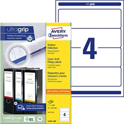 Avery-Zweckform Ordneretiketten L4761-100 61 x 192 mm Papier Wit Permanent hechtend 400 stuk(s) Avery-Zweckform Ordneretiketten L4761-100 61 x 192 mm Papier Wit Permanent hechtend 400 stuk(s)