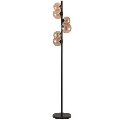 Freelight Vloerlamp Calcio 6 lichts H 170 cm excl. 6x G9 LED amber glas zwart
