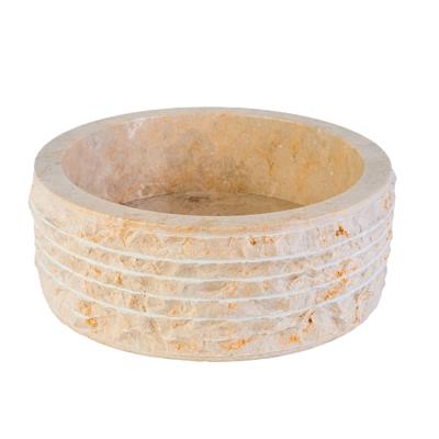 Waskom BWS Stone Rond 40x40x15 cm Gepolijste Binnenzijde Natuursteen Creme BWS