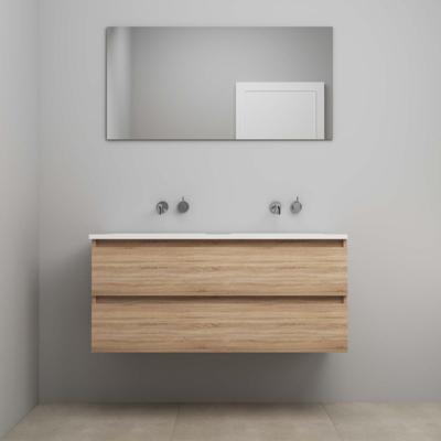 On-Line Badkamermeubelset - 120 cm - Voorgemonteerd - Acryl Wastafel - Kraangat naar Keuze - Spiegel - Eiken