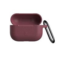 U by UAG [U] DOT Soft Touch siliconen hoes Apple Airpods Pro Case [Wireless Charging Compatible (LED zichtbaar), getextureerd ontwerp, Lightning-aansluiting afdekking, karabijnhaak] aubergine - thumbnail
