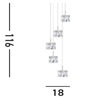 Searchlight Vide hanglampIce Cube 5x5w - 3000K - 18cm metaalgrijs - 6775-5-LED