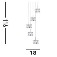 Searchlight Vide hanglampIce Cube 5x5w - 3000K - 18cm metaalgrijs - 6775-5-LED - thumbnail