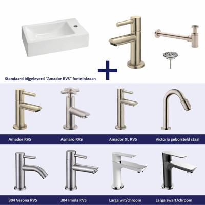 FonteinPack Metis Keramiek 50x25x13 cm RVS (Keuze uit 8 kranen)
