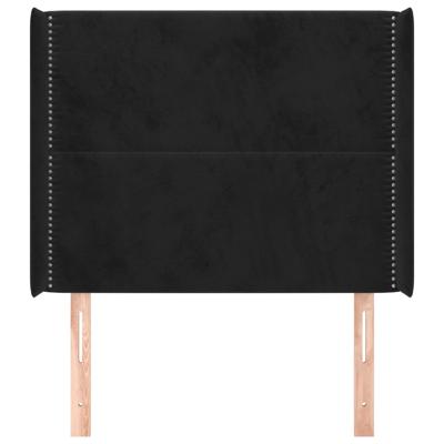 Hoofdbord met randen 163x16x78/88 cm fluweel zwart - thumbnail