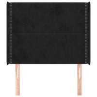 Hoofdbord met randen 203x16x118/128 cm fluweel zwart - thumbnail