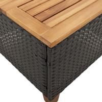 3-delige Bistroset met kussens poly rattan en acaciahout zwart - thumbnail