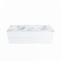 MONDIAZ VICA-DLUX 150cm badmeubel onderkast Talc 2 lades. Inbouw wastafel CLOUD dubbel zonder kraangat, kleur Glace. - thumbnail