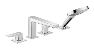 Hansgrohe Metropol 4-gats badrandmengkraan afbouwdeel met rechte greep, voor Secuflex, chroom