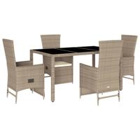 5-delige Tuinset met kussens poly rattan beige - thumbnail