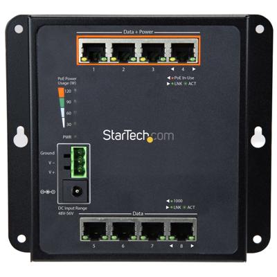 StarTech.com Industrial 8 Port Gigabit PoE Switch - 4 x PoE+ 30W - Power over Ethernet - Robuuste GbE Layer/L2 Managed Switch - Rugged High Power Gigabit Netwerk Switch IP-30/-40C tot +75C
