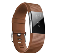 By Qubix - Compatible met Fitbit Charge 2 sportbandje - Maat: Small - Bruin - Compatible fitbit bandje - thumbnail
