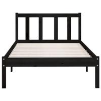 Bedframe massief grenenhout zwart 100x200 cm - thumbnail