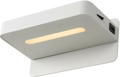 Lucide ATKIN - Bedlamp / Wandlamp - LED - 1x6W 3000K - Met USB oplaadpunt - Wit