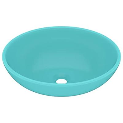 VidaXL Wastafel ovaal 40x33 cm keramiek mat lichtgroen