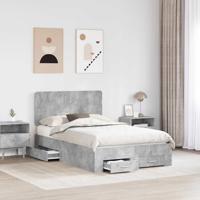 Bedframe met hoofdeinde Beton Grijs 120 x 190 cm Bewerkt hout - thumbnail