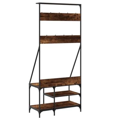 VidaXL Kledingrek met schoenenrek 80x40x184 cm gerookt eikenkleurig