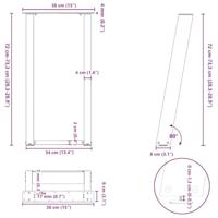 Console tafelpoten 2st U-vormig 38x(72-73)cm staal naturel - thumbnail