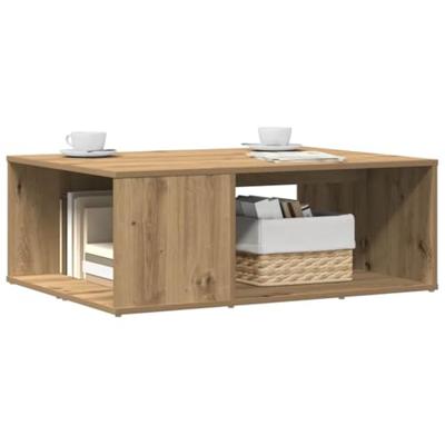 Salontafel 90x67x33 cm bewerkt hout artisanaal eikenkleurig