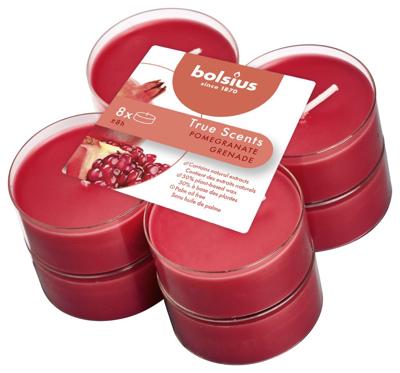 Bolsius maxilicht true scents pomegranate 8 stuks