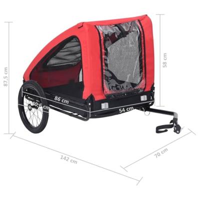 Hondenfietstrailer rood en zwart - thumbnail