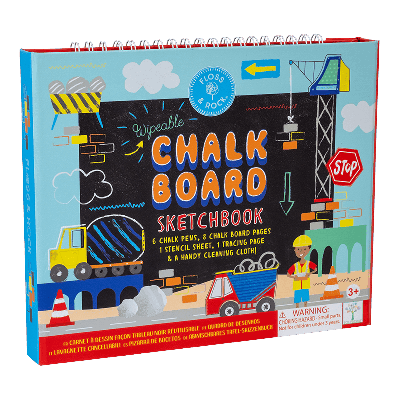 Floss en Rock construction krijtbord sketchbook