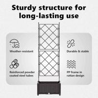 VidaXL Tuin bloempot bruin 40 x 40 x 125,5 cm staal - thumbnail