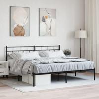 Bedframe met hoofdbord metaal zwart 180x200 cm - thumbnail