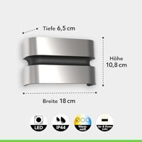 Buitenlamp zilver staal Lutec &apos;Maya&apos; design 3000k led 14,5W 10 cm - thumbnail