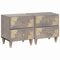 Nachtkastje 2 pcs Grijs 40 x 33 x 46 cm massief mangohout - thumbnail