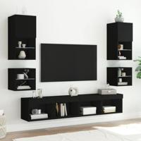 Tv-wandmeubels met LED-verlichting 2 st 30x28,5x30 cm zwart - thumbnail
