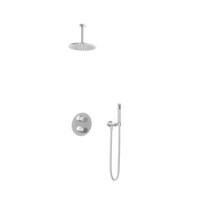 Hotbath Buddy - Inbouw Regendoucheset - Thermostatisch - Plafondbuis 15 cm - Hoofddouche 200 mm - Staafhanddouche - met 2-Weg Stop-Omstel - Waterbesparend