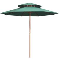 VidaXL Dubbeldekker parasol 270x270 cm houten paal groen - thumbnail