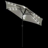 VidaXL Parasol met led&apos;s en stalen paal 225x225x212 cm wit - thumbnail