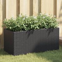 VidaXL Plantenbak met 2 potten 72x30x32 cm poly rattan zwart - thumbnail