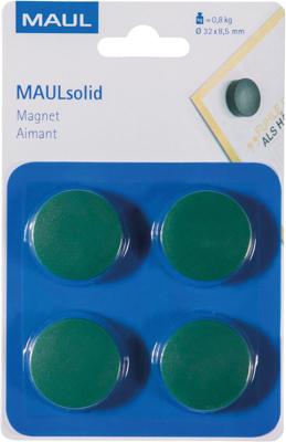 MAUL magneet Solid, 32 mm, trekkracht 800 gr, blister van 4 stuks, groen MAUL magneet Solid, 32 mm, trekkracht 800 gr, blister van 4 stuks, groen