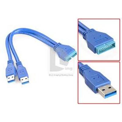 Dual USB 3.0 A Male to 20-pin Header Male Dual USB 3.0 A Male to 20-pin Header Male