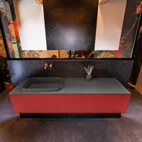 Badkamermeubelset Mondiaz Erin 150 cm met 1 Lade met RIDGE Wastafel Links Dark grey Zonder Kraangaten Greeploos Mat Fire - thumbnail