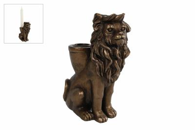 Kandelaar Lion brons polystone 10,5x6,2x15cm