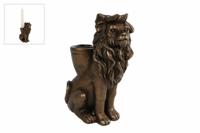 Kandelaar Lion brons polystone 10,5x6,2x15cm - thumbnail