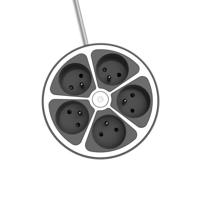 Chacon Multiprise Bureau 16a.250V-Max 3680W 5x16a kabel 1,5 m-grijze kleur - thumbnail