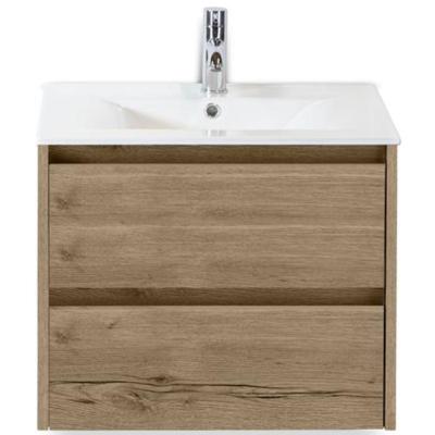 Dante Badmeubelset 60 cm - Natuur Eiken - Keramische Wastafel Wit Enjoy