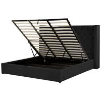 Beliani-LUBBON -Bed met opbergruimte-Zwart-180 x 200 cm-Fluweel - thumbnail