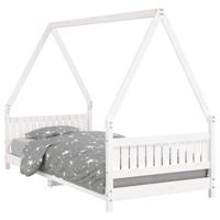Kinderbedframe 90x200 cm massief grenenhout wit - thumbnail