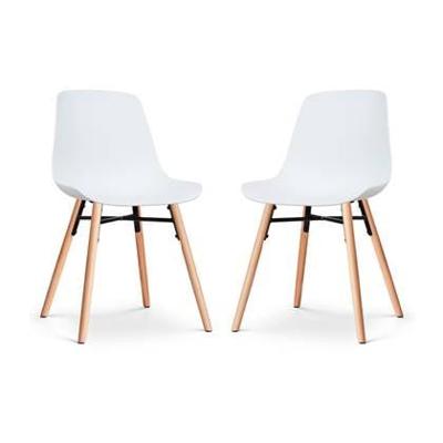 Nolon Nena-Pip Eetkamerstoelen Set van 2 - Wit - Houten Poten Nolon Nena-Pip Eetkamerstoelen Set van 2 - Wit - Houten Poten