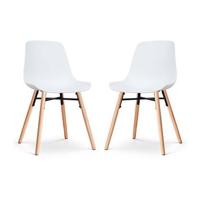 Nolon Nena-Pip Eetkamerstoelen Set van 2 - Wit - Houten Poten - thumbnail