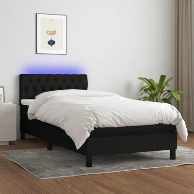 Boxspring met matras en LED stof zwart 90x190 cm