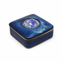 Vierkante Opbergpot Keramisch Blauw - thumbnail