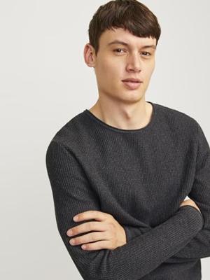 Jack - Jones Jjecooper Knit Crew Neck Noos Trui Dark Grey Melange Jack - Jones Jjecooper Knit Crew Neck Noos Trui Dark Grey Melange