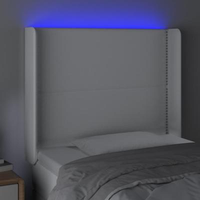 Hoofdbord LED 163x16x118/128 cm kunstleer wit - thumbnail